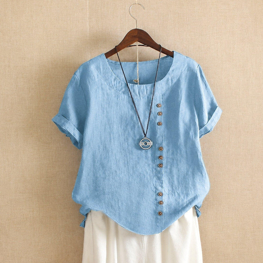Julianny - Short-sleeved blouse with buttons