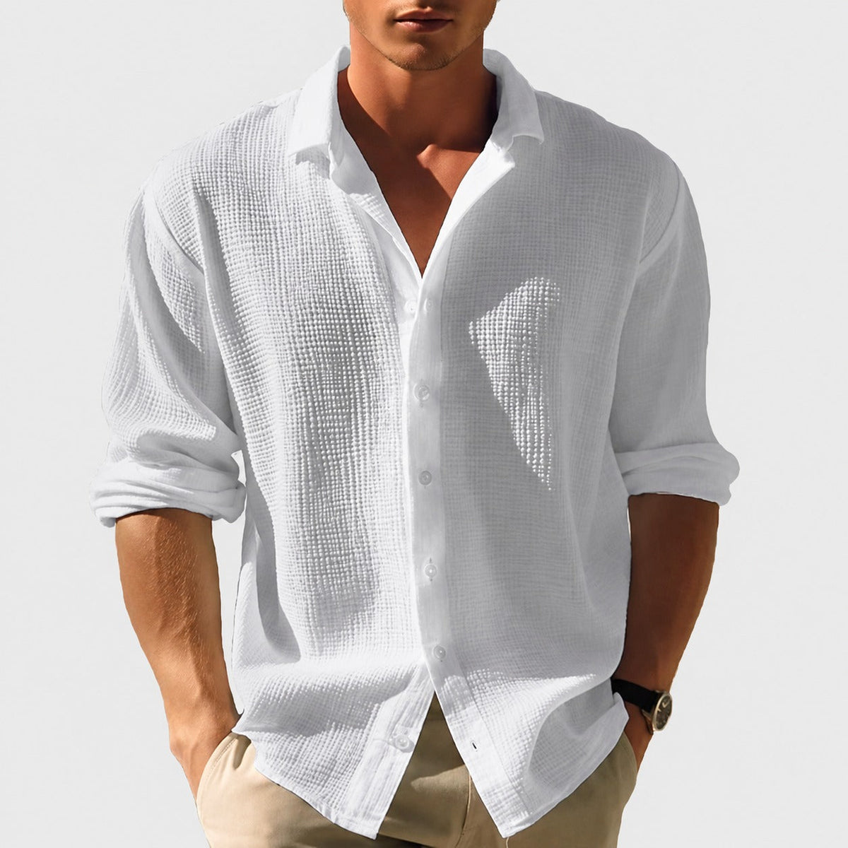 Kelvin - Men's Lightweight Summer Button-Up Casual Shirt