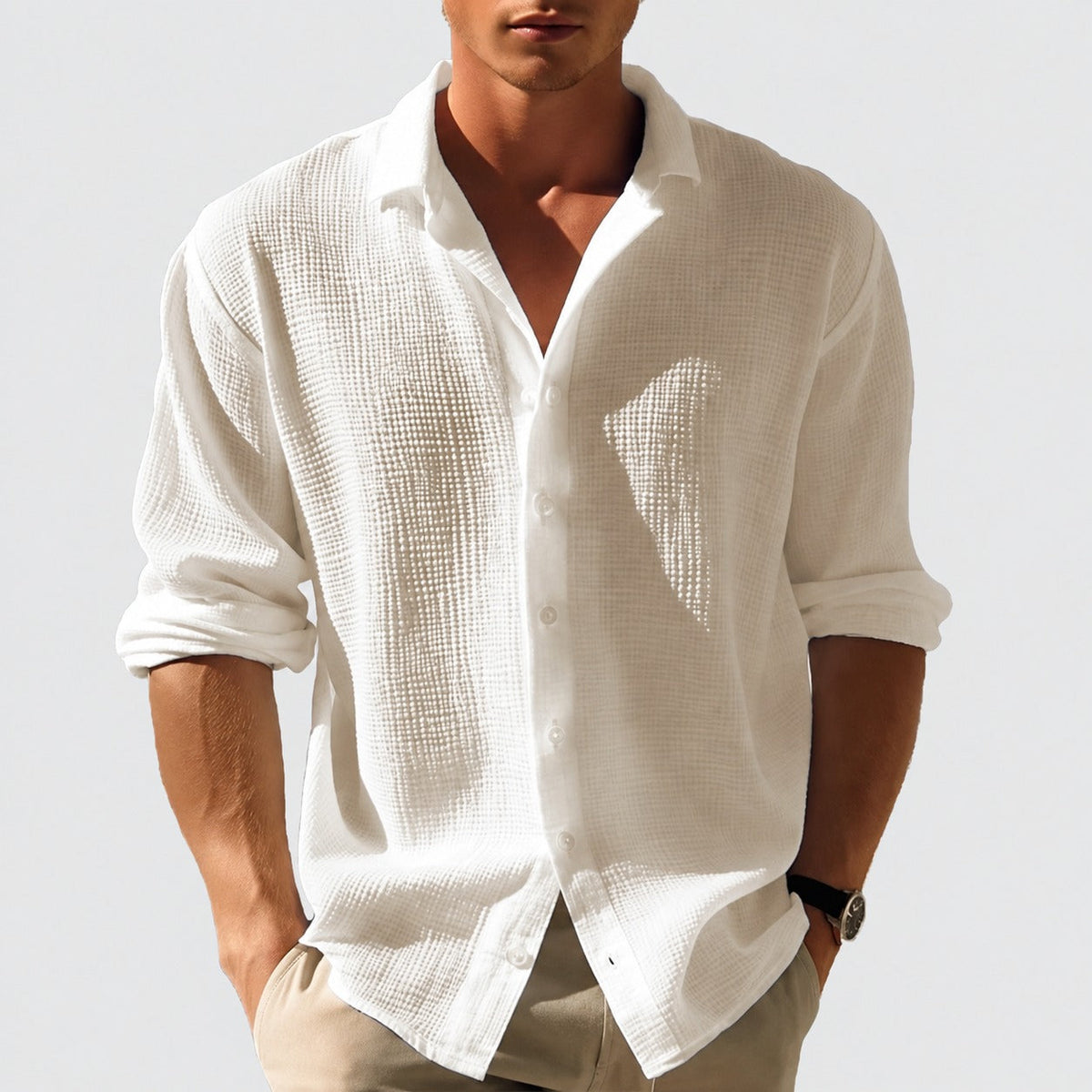 Kelvin - Men's Lightweight Summer Button-Up Casual Shirt