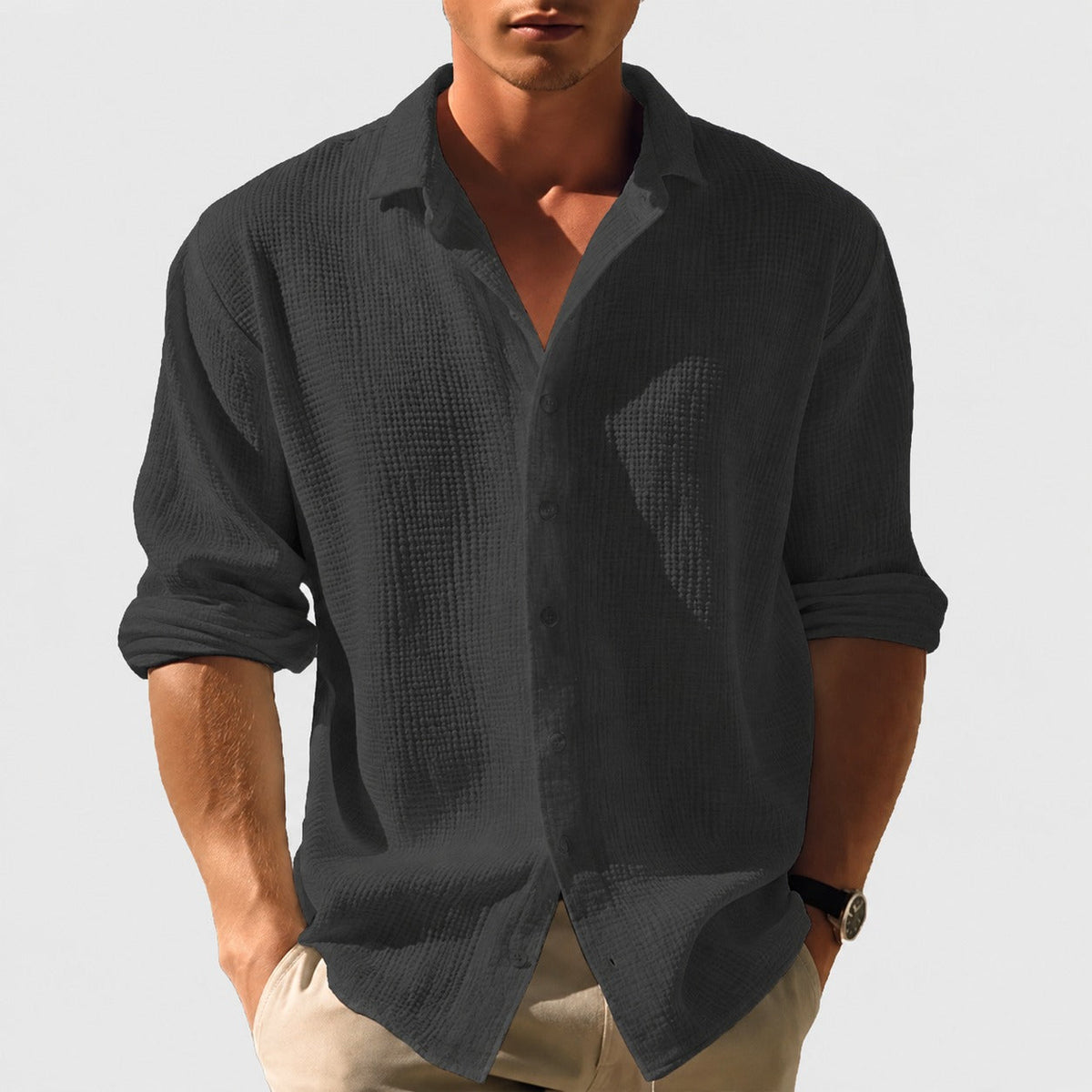 Kelvin - Men's Lightweight Summer Button-Up Casual Shirt