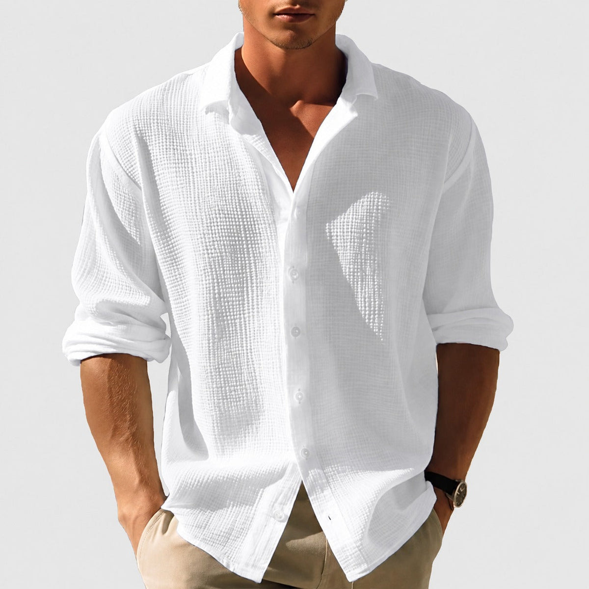 Kelvin - Men's Lightweight Summer Button-Up Casual Shirt