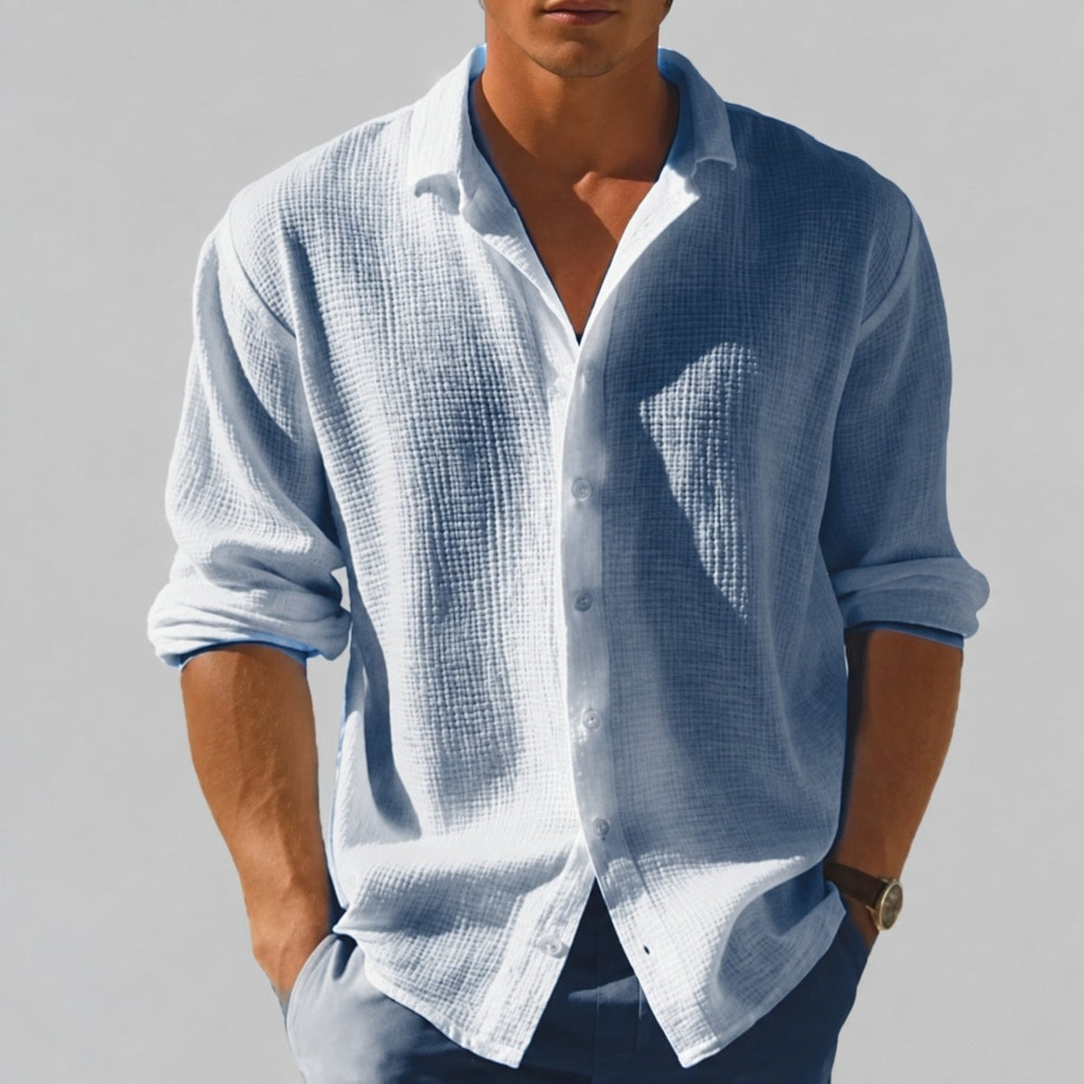 Kelvin - Men's Lightweight Summer Button-Up Casual Shirt