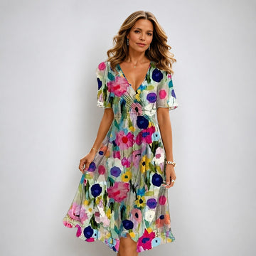 Annegret - Stylish women's dress with V-neck