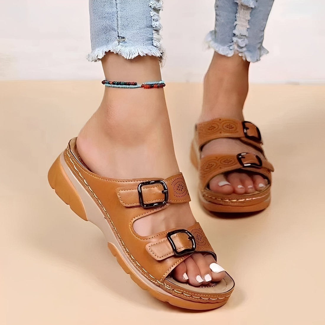 Comfyflex - Sandals with Double Buckles