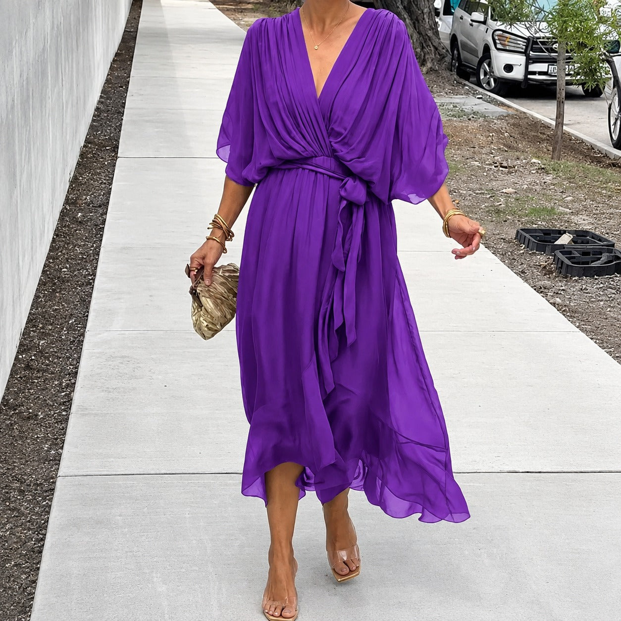 Loisa - Airy dress with V-neck
