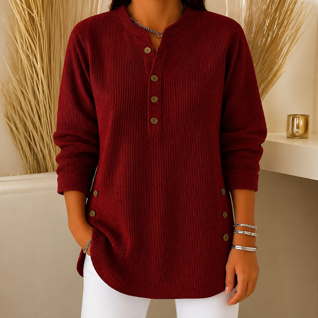 Jocelyn - A casual women's sweater with buttons