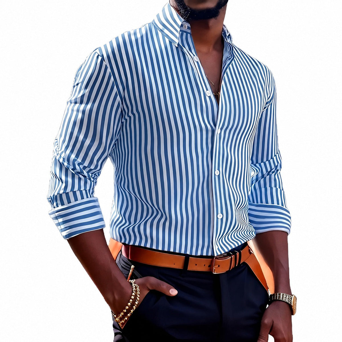 Brycen - Stylish men's striped shirt with long sleeves