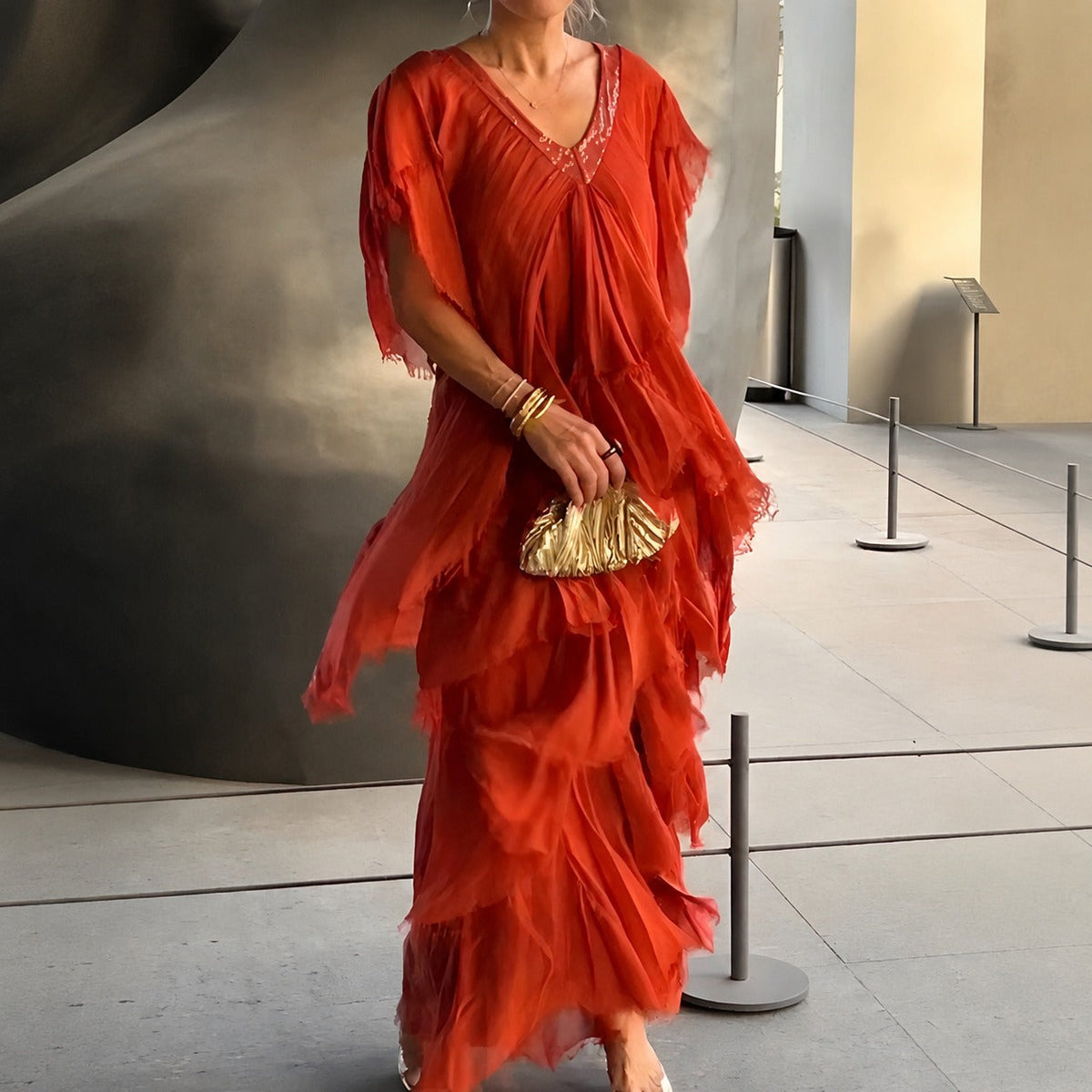 Riza - Dress with pleats and flowing shape