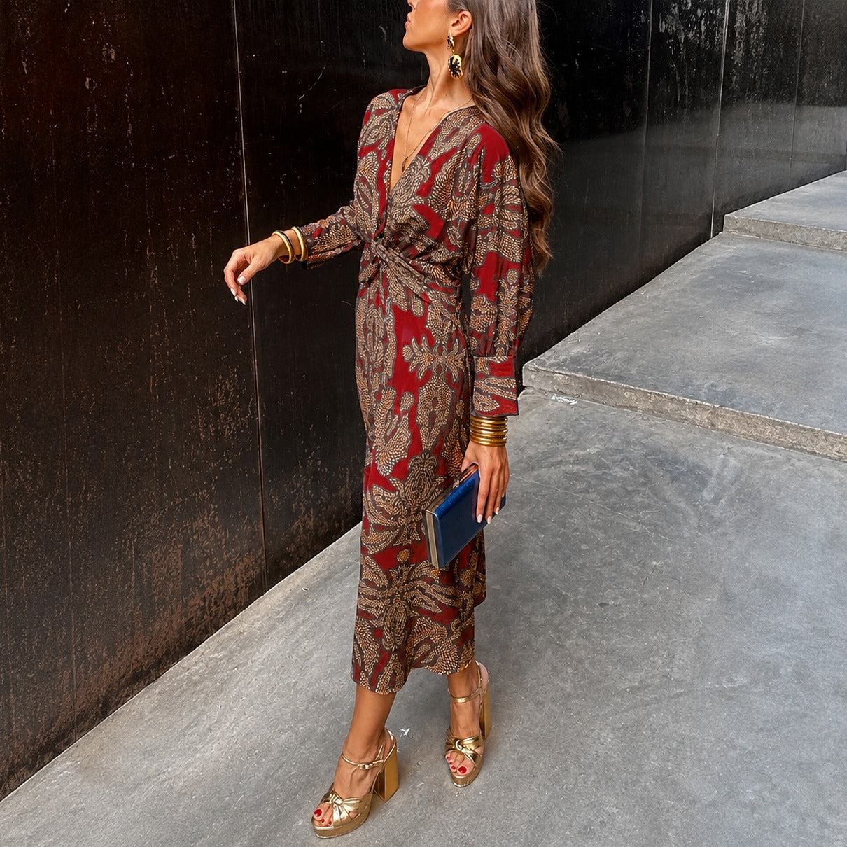 Grace - Elegant Dress with Floral Pattern and Bow