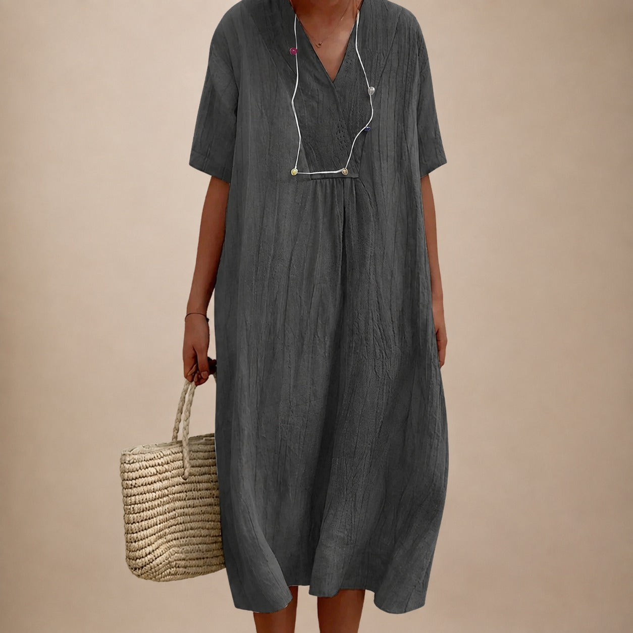 Leilani - Elegant women's dress with V-neck
