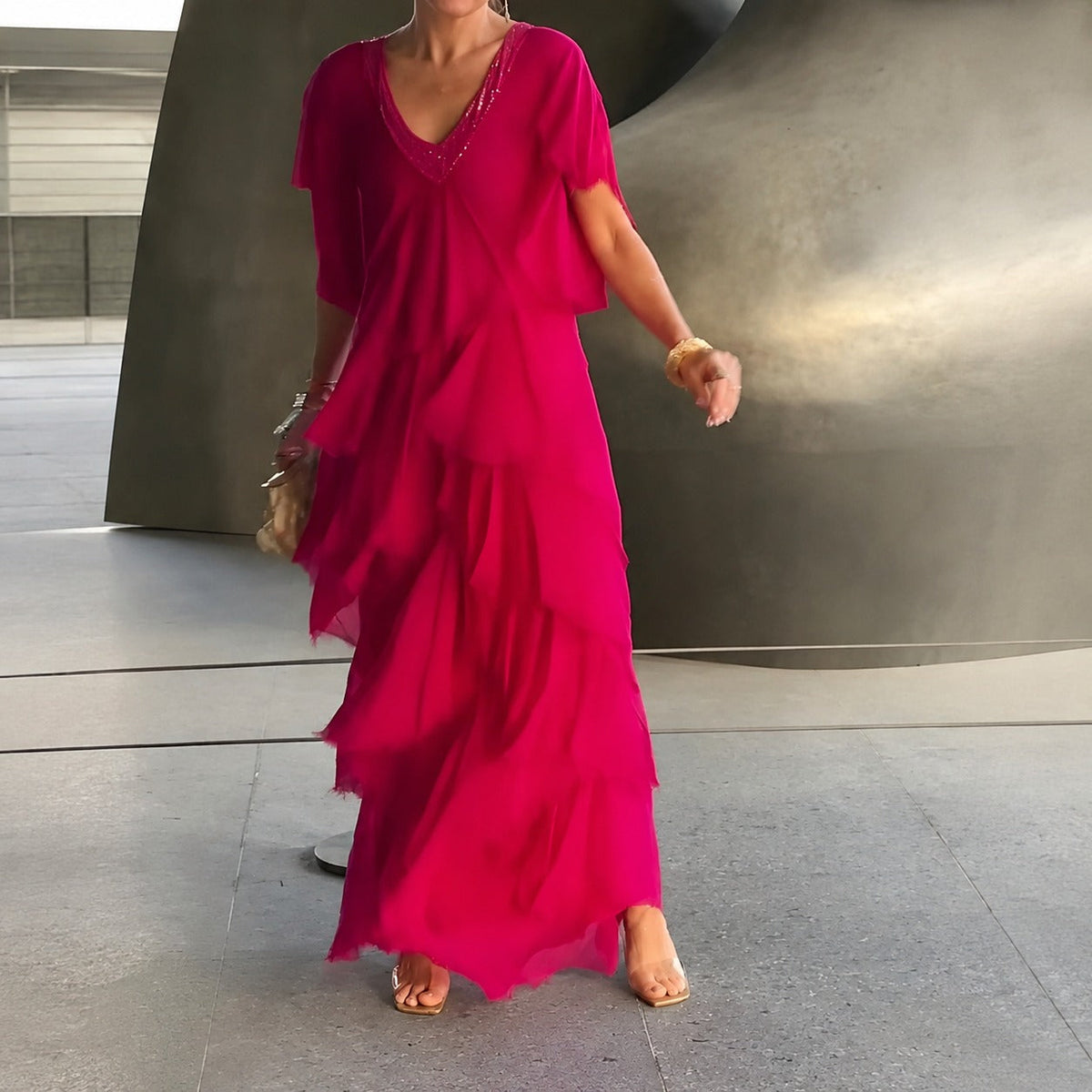 Riza - Dress with pleats and flowing shape