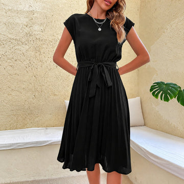 Klara - Short-Sleeve Pleated Mini Dress for Summer