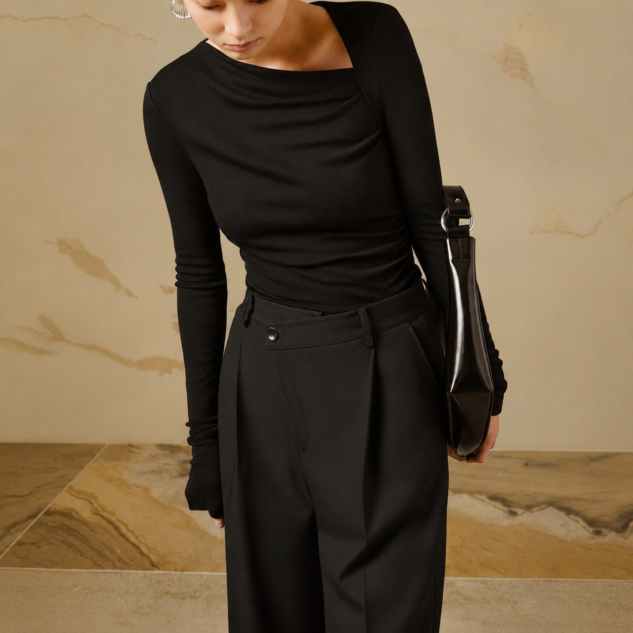 Selina - Ribbed, slim-fit long-sleeve top