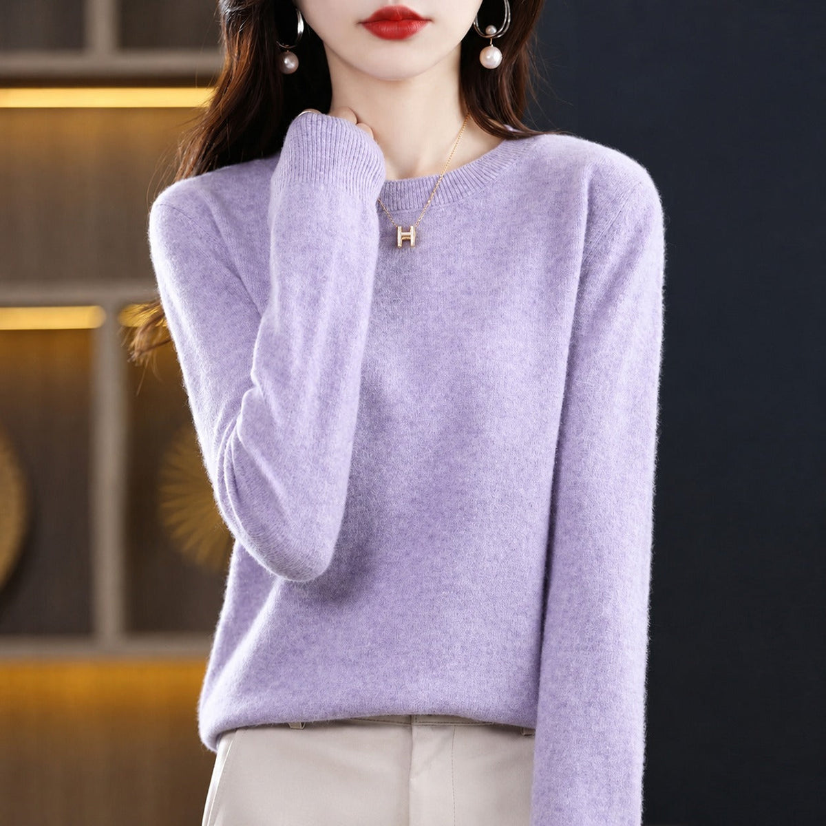 Erica - Casual Crew Neck Women's Sweater