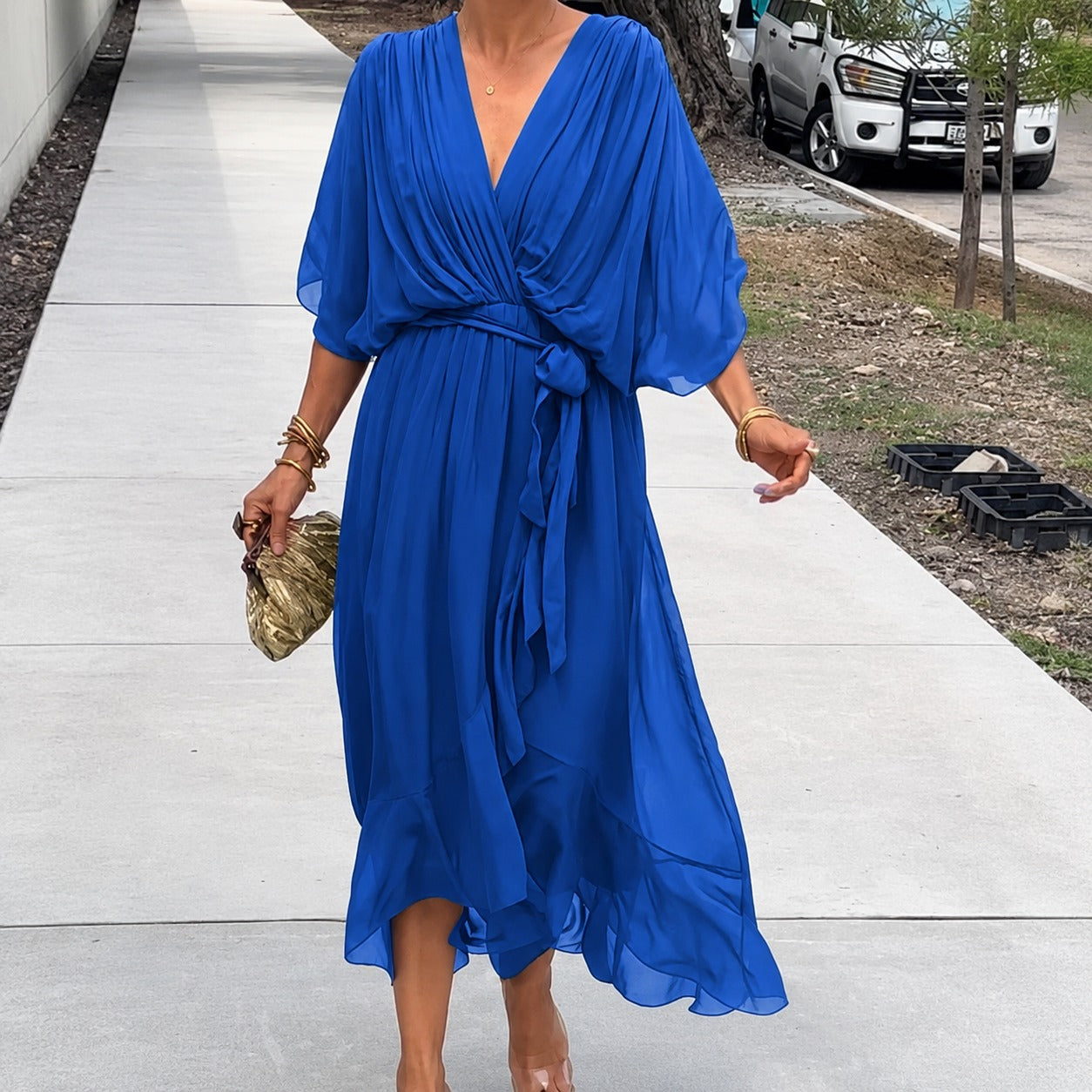 Loisa - Airy dress with V-neck