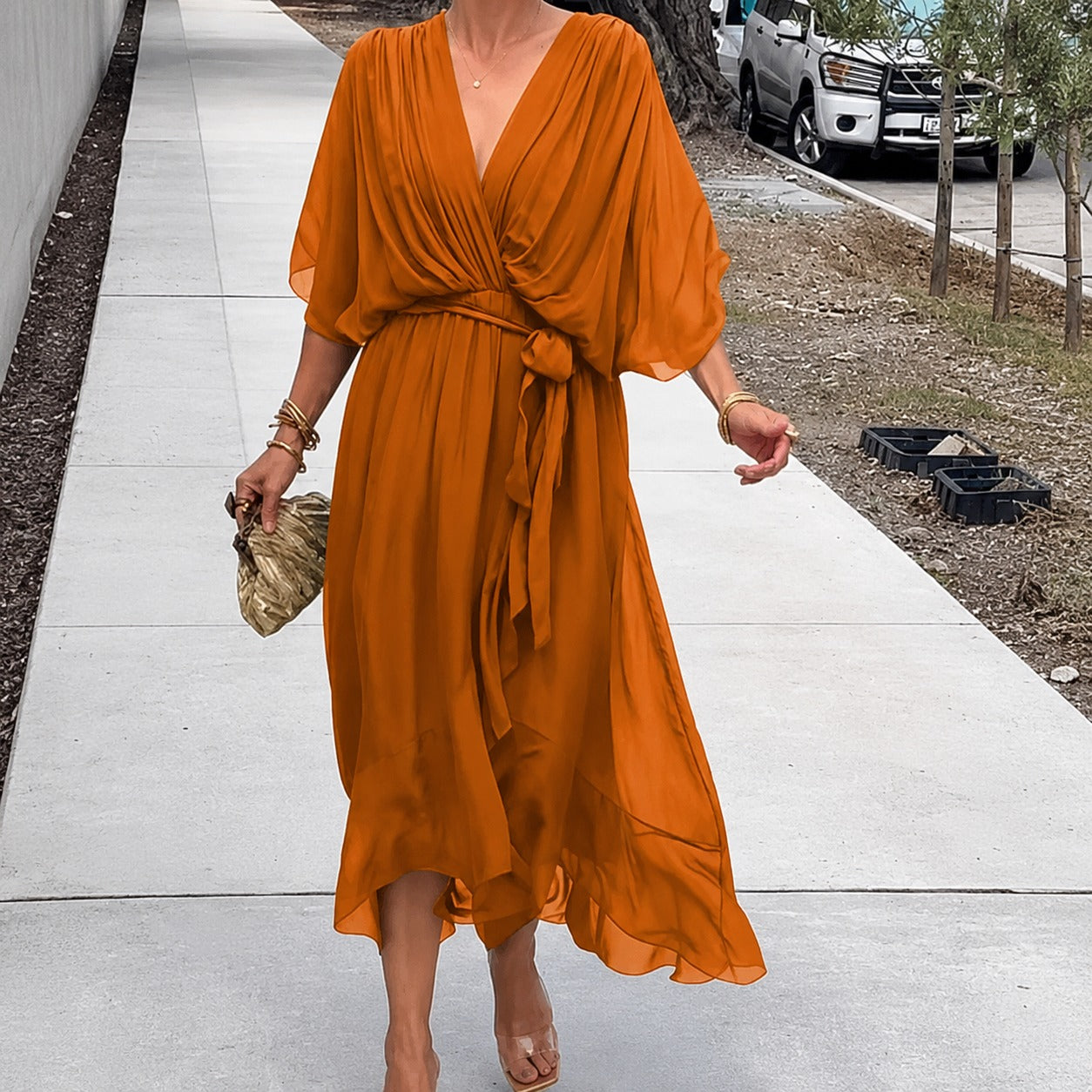 Loisa - Airy dress with V-neck