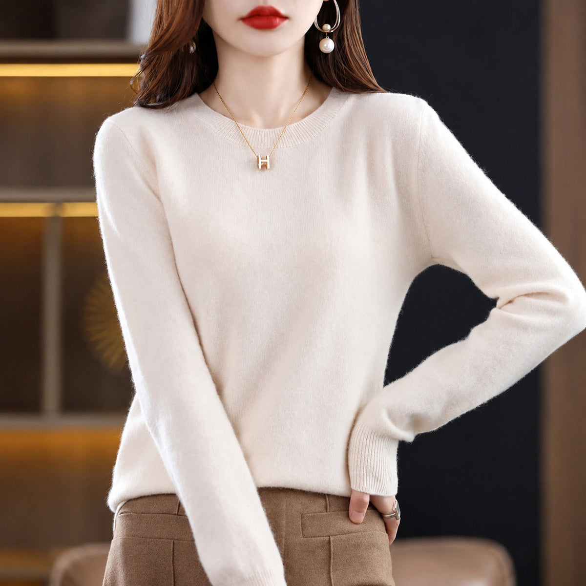 Erica - Casual Crew Neck Women's Sweater