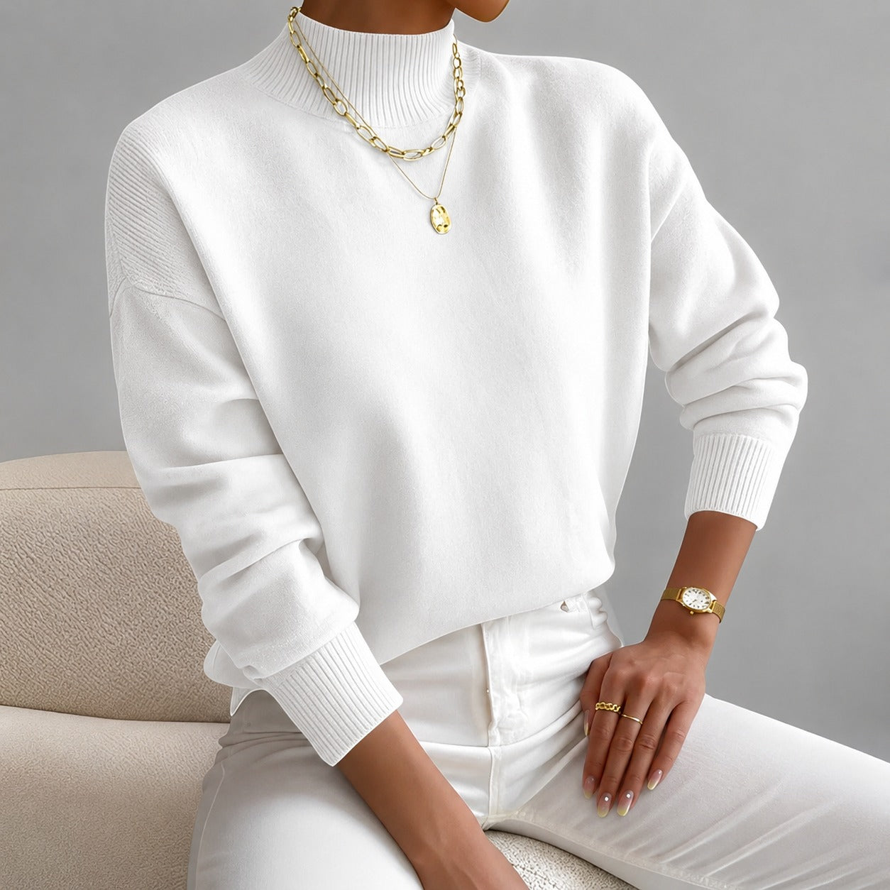 Roxana - Trendy high-neck sweater for women