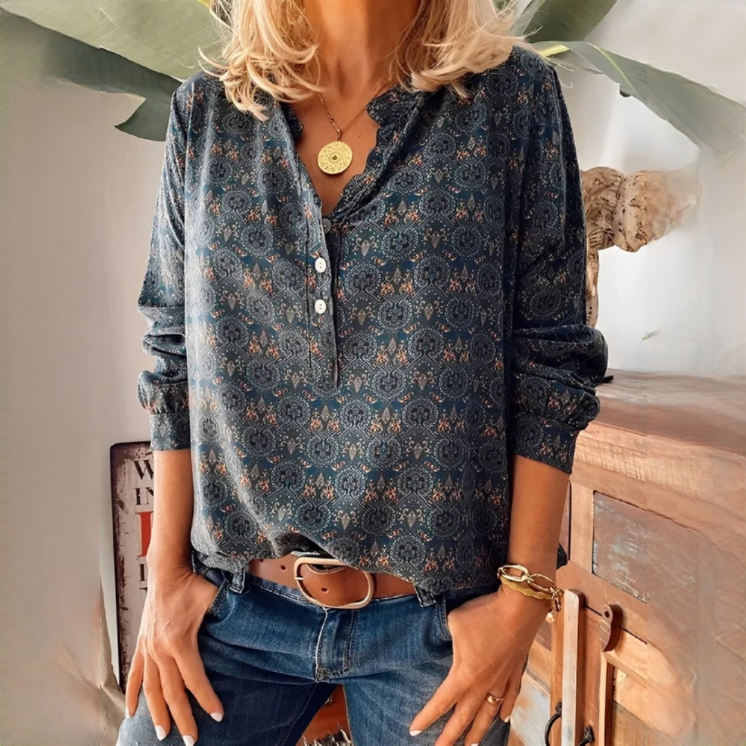 Bethany - Classic long-sleeve printed blouse
