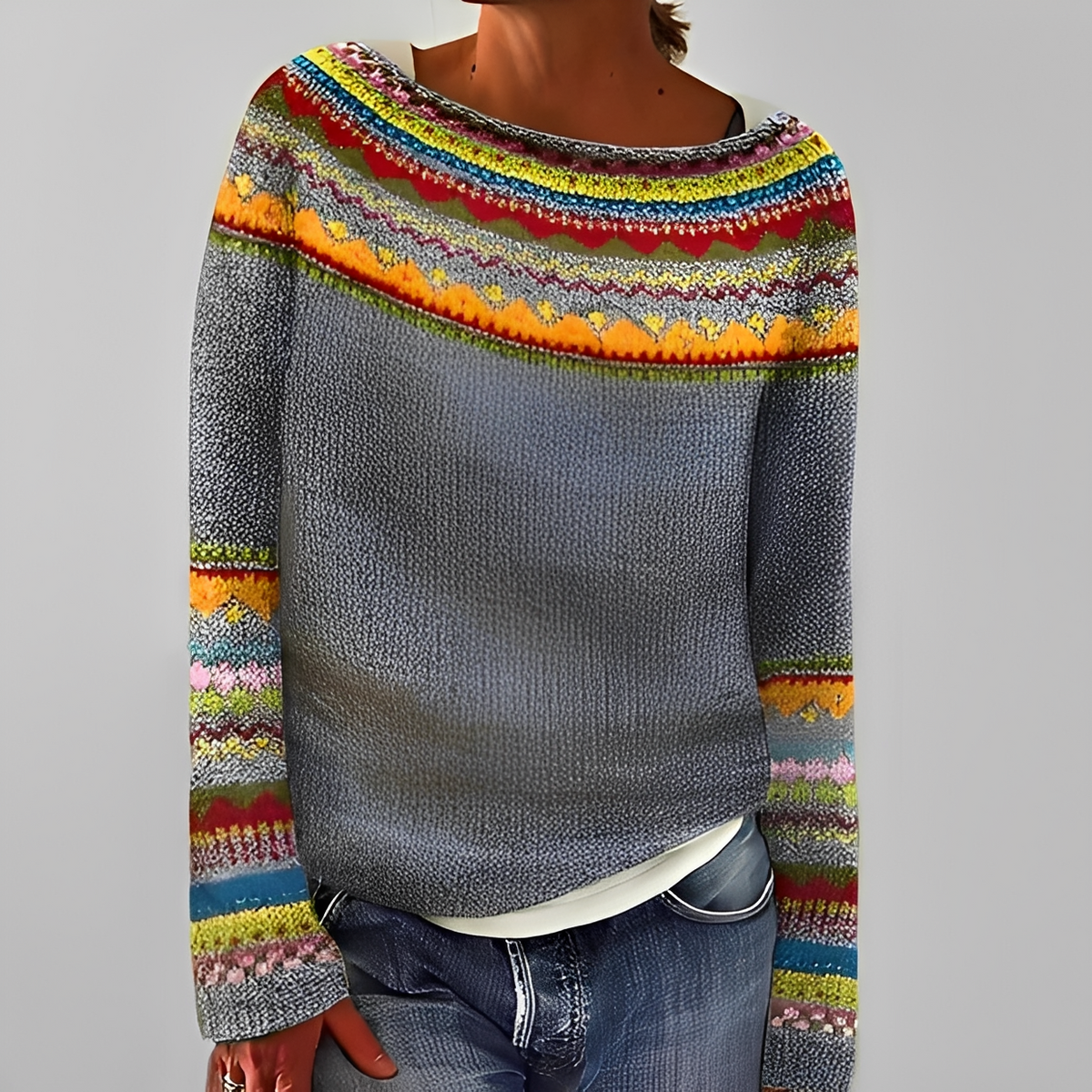 Liliane - Trendy crew neck sweater