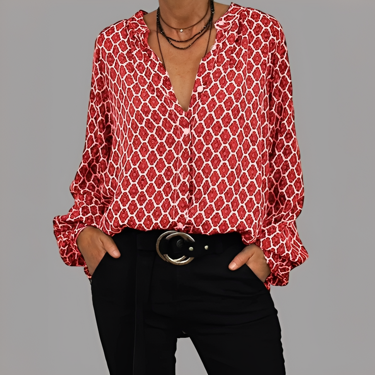 Lena - Elegant blouse with V-neck