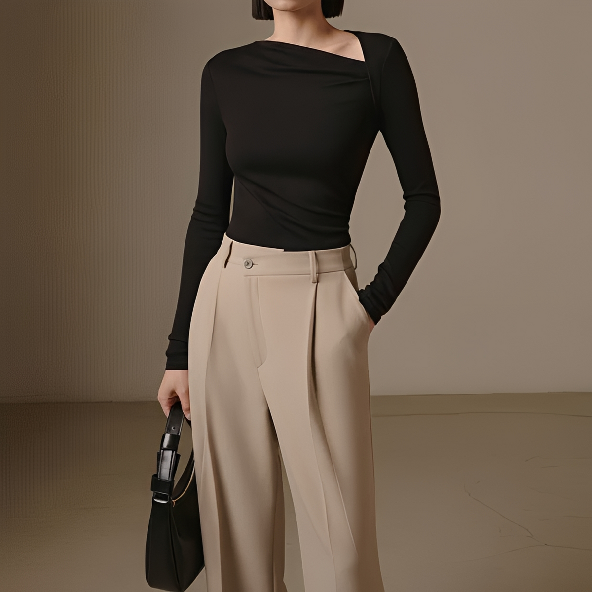 Selina - Asymmetrical ribbed shirt