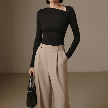 Selina - Asymmetrical ribbed shirt