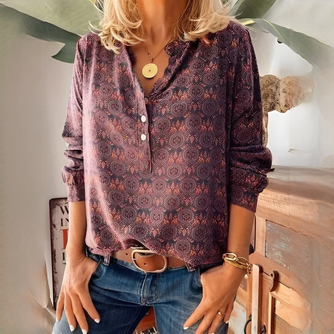 Bethany - Classic long-sleeve printed blouse