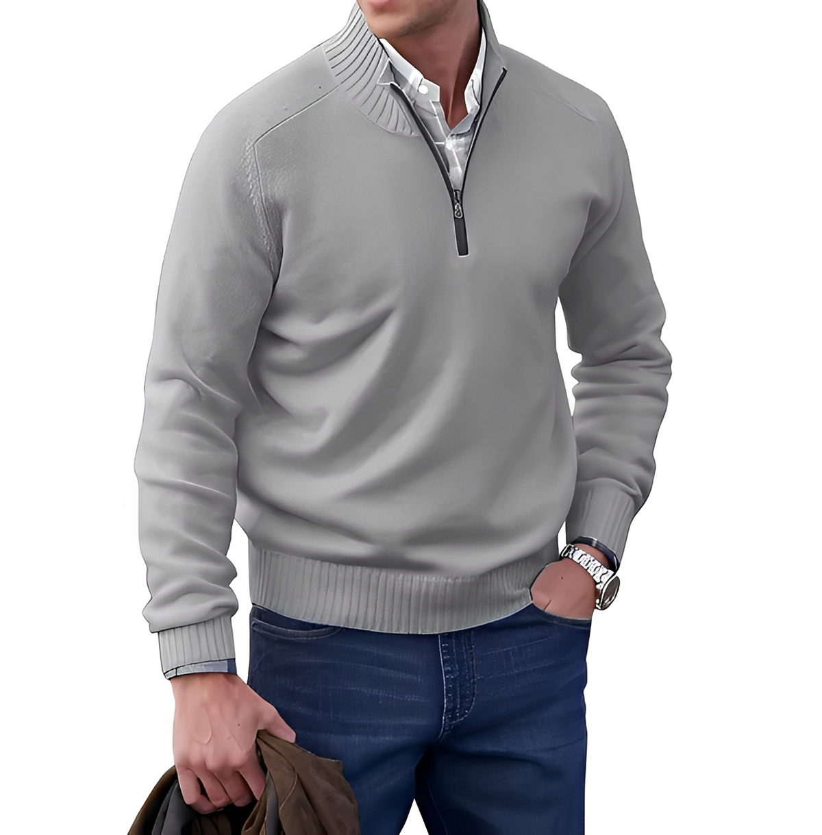 Gabriel - Warm and cozy sweater with zipper collar
