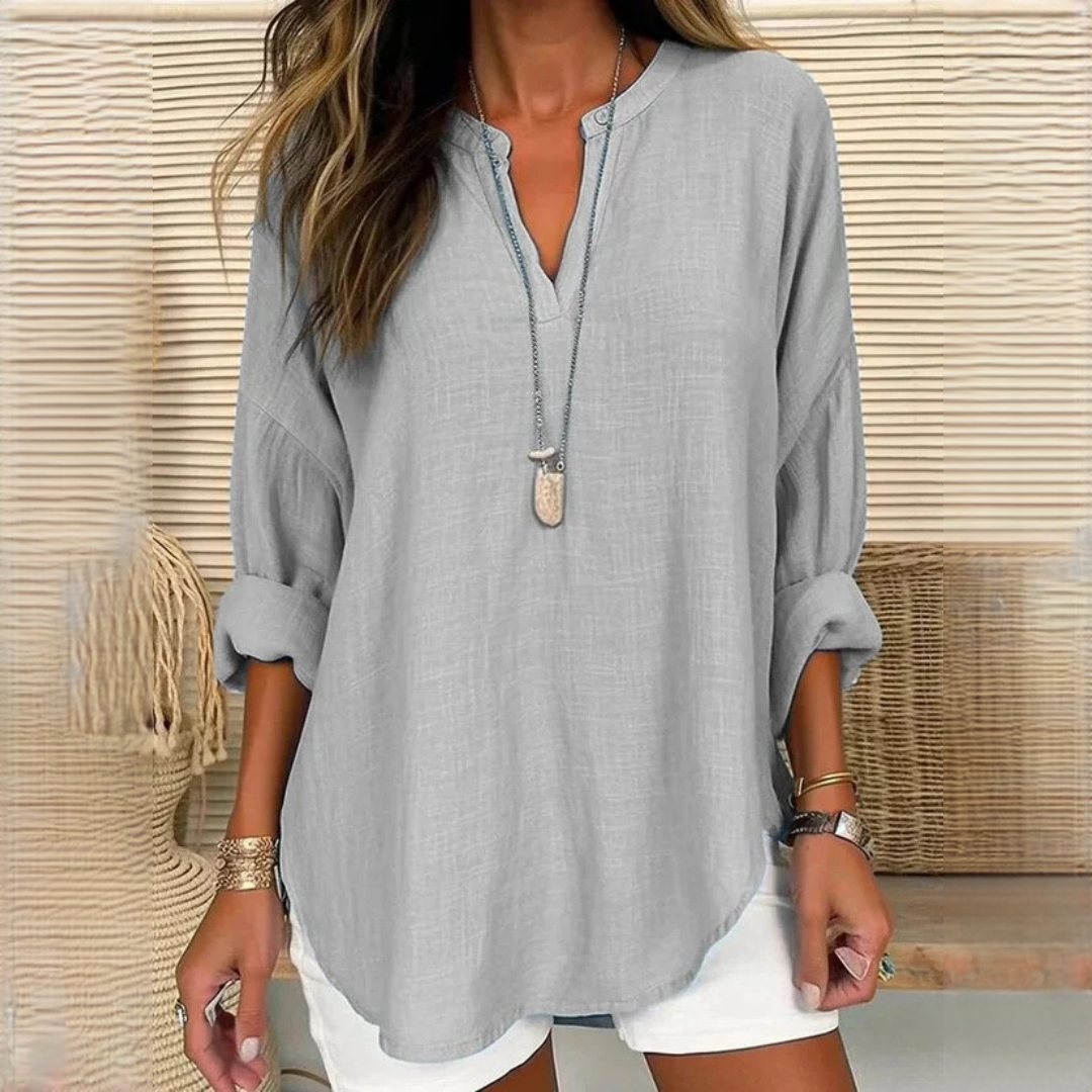 Eliza - Casual long-sleeve blouse with V-neck