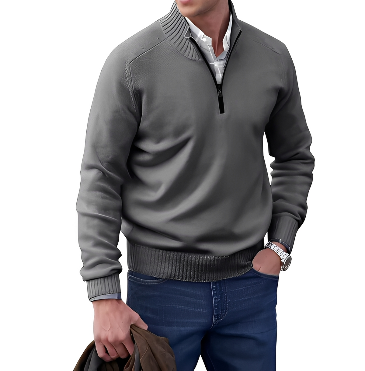 Gabriel - Warm and cozy sweater with zipper collar