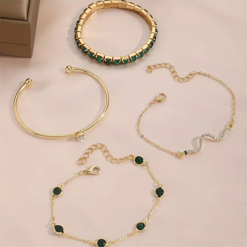 Camille – Elegant bracelet set with green stones