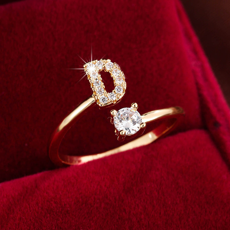 Nova – Modern open ring with initial