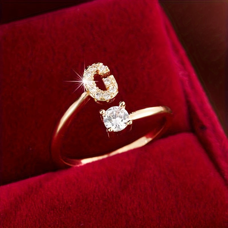Nova – Modern open ring with initial