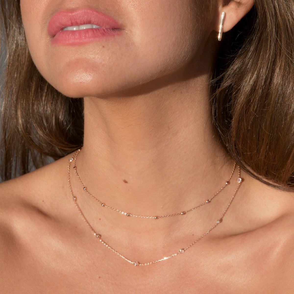 Pearl necklace with inlays - Necklace with round pearls