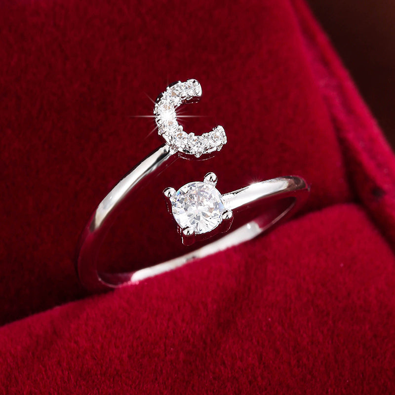 Nova – Modern open ring with initial
