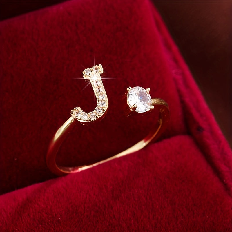 Nova – Modern open ring with initial