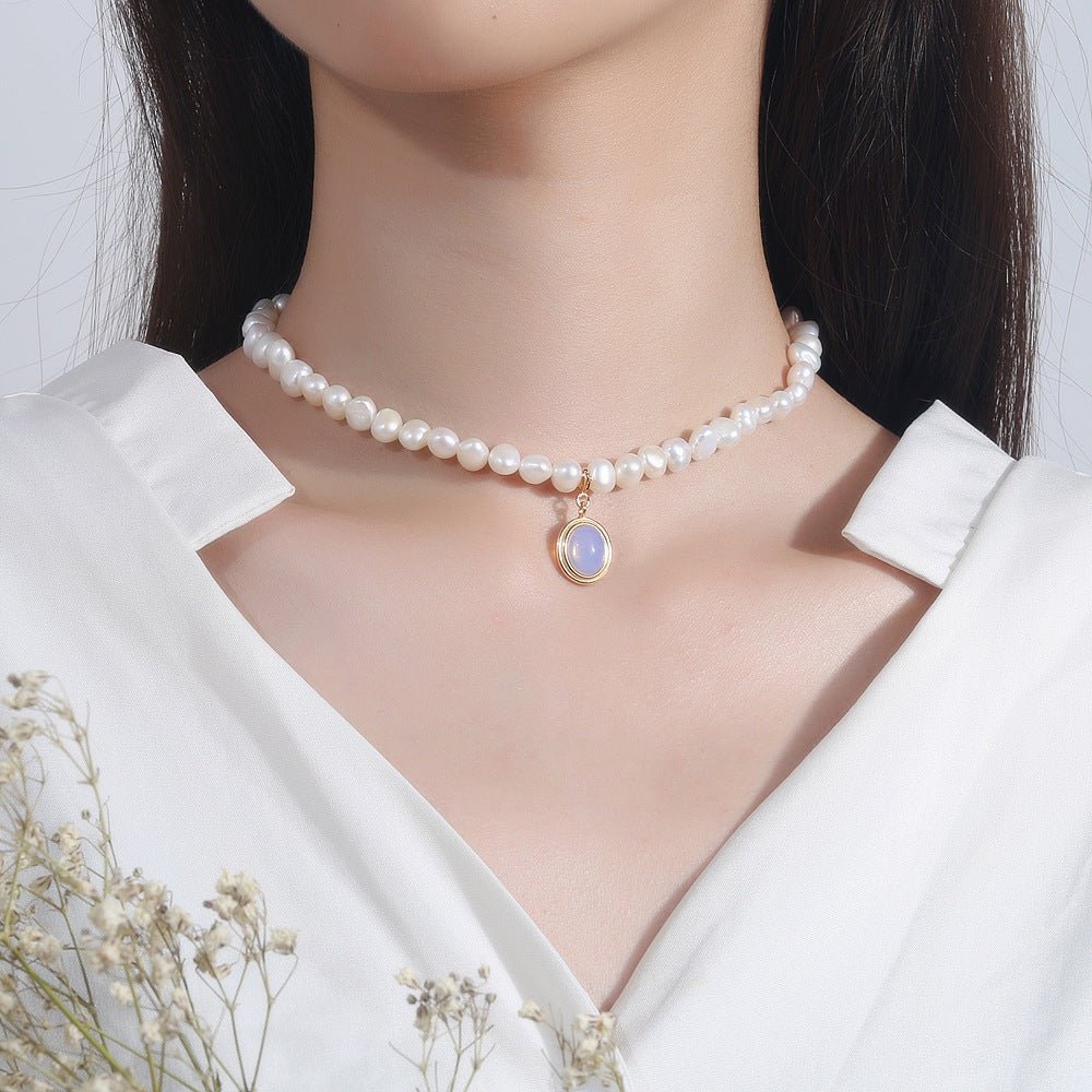 Moon Stone - Pearl Necklace