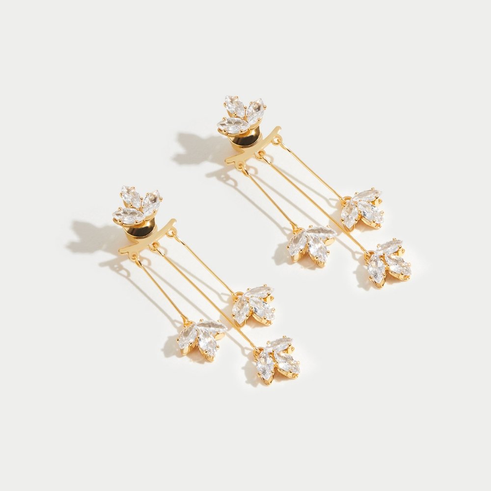 Maia - Earrings of crystal in lotus shape with waterfall