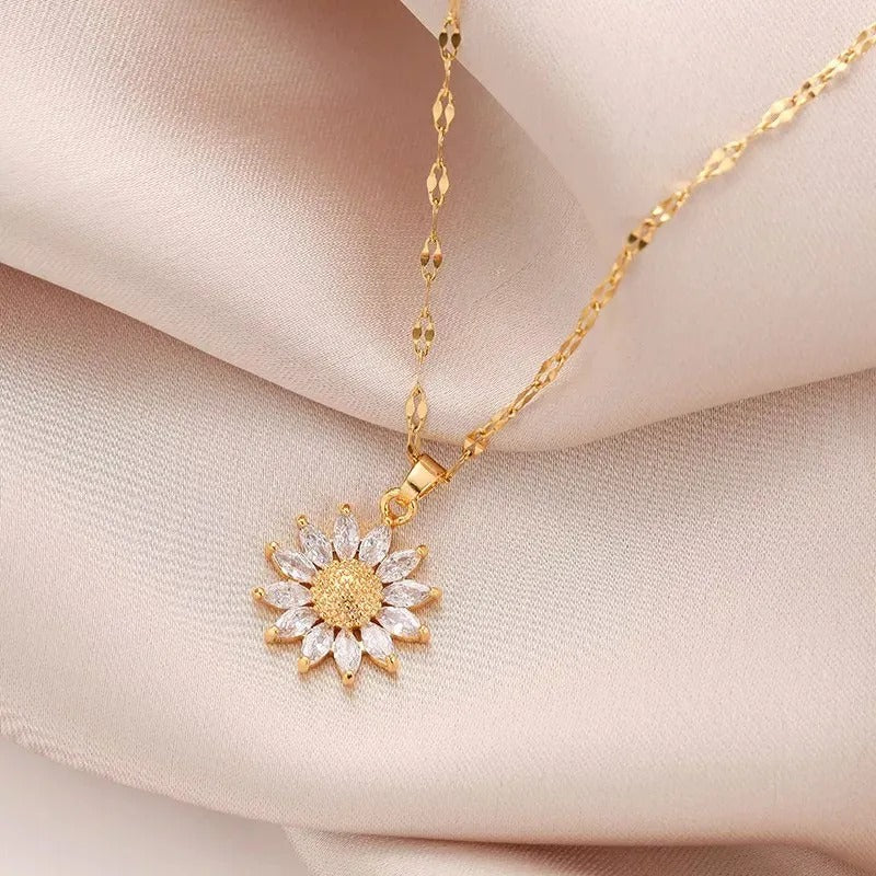 Jennie – Sunflower Crystal Necklace and Gold Finish
