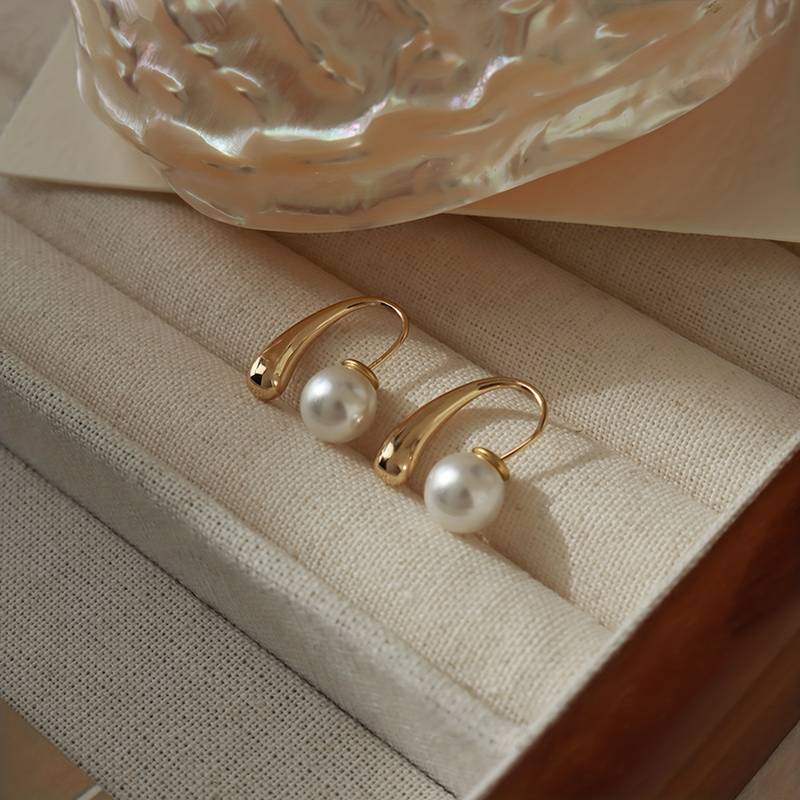 Water Drop Pearl Earring - Water Drop Earring with Pearl Clasp