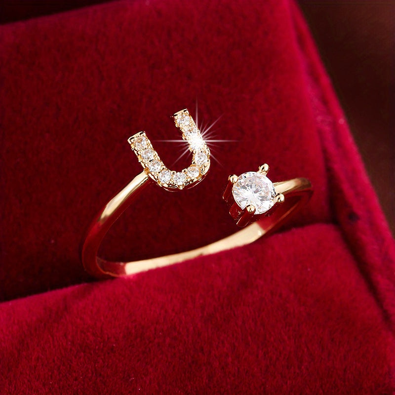 Nova – Modern open ring with initial
