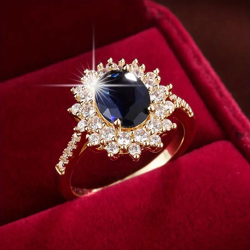 Delphine – Chic Gold Ring with Blue Stone