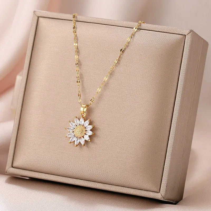 Jennie – Sunflower Crystal Necklace and Gold Finish