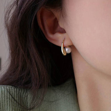 Water Drop Pearl Earring - Water Drop Earring with Pearl Clasp