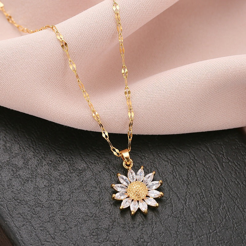 Jennie – Sunflower Crystal Necklace and Gold Finish