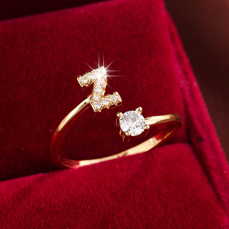 Nova – Modern open ring with initial