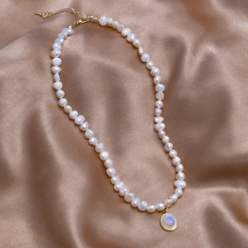 Moon Stone - Pearl Necklace
