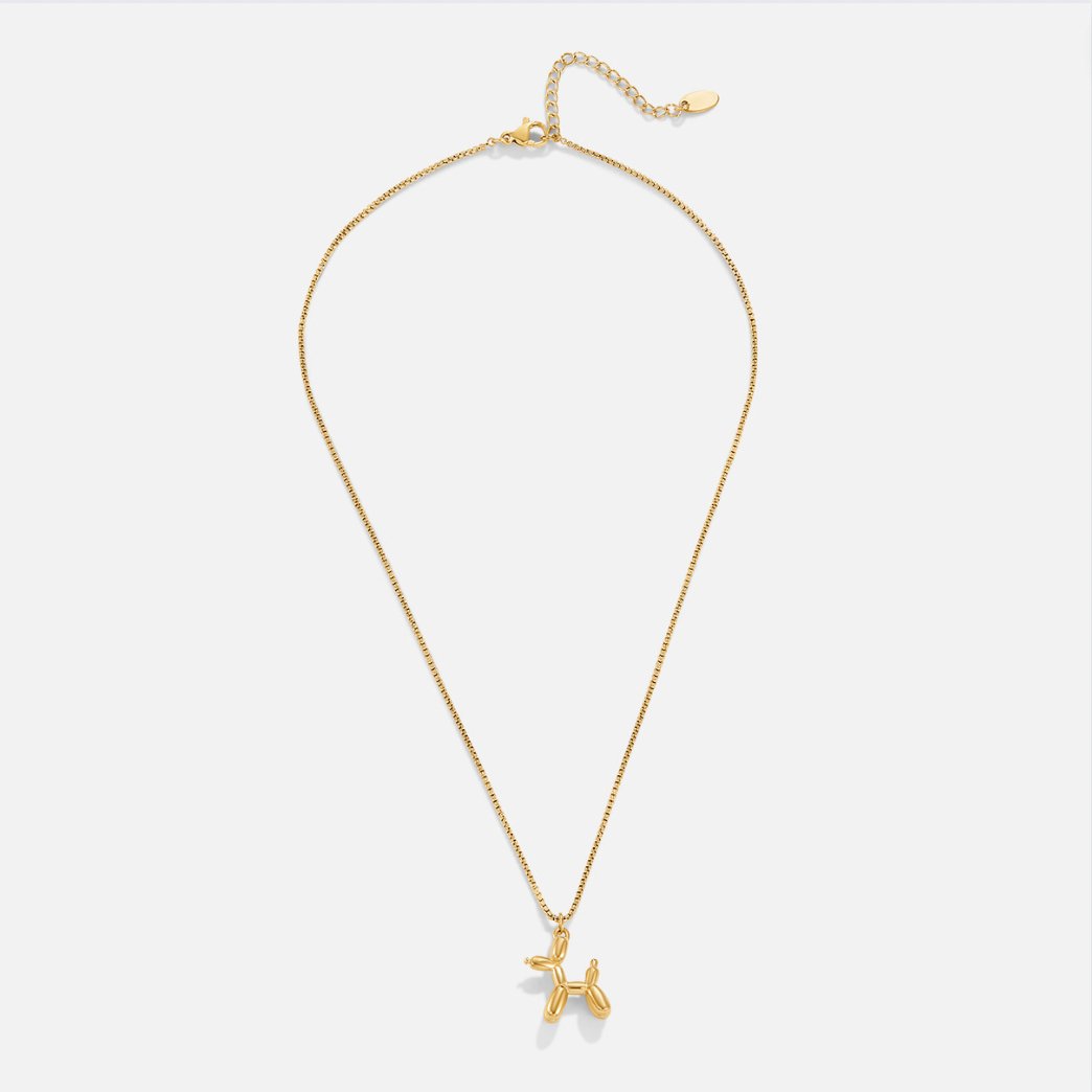 Nerina – Collar with dog and golden balloon pendant