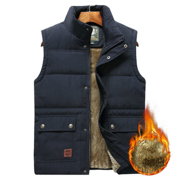 Bodywarmer Men Padded Vest - Warm Lined with High Collar and Pockets